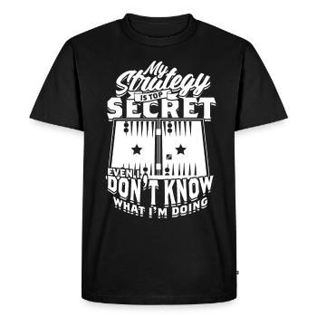 Backgammon My Strategy Is Top Secret - Men's Premium Organic T-Shirt - black - Front - Nico (187cm)