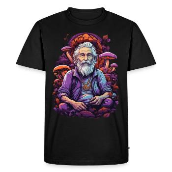 Couleurs vives champignons des bois Art psychédélique - T-shirt Premium bio Homme - noir - Devant - Nico (187cm)
