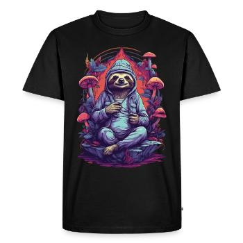 Paresseux des champignons de la forêt Art psychédélique Festival de musique - T-shirt Premium bio Homme - noir - Devant - Nico (187cm)
