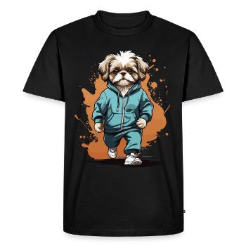 Shih Tzu Streetwear Jogging Aesthetic Fitness - Men's Premium Organic T-Shirt - black - Front - Nico (187cm)