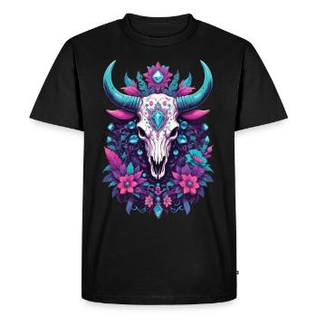 Skull Spiritual Mandala Animal Dream Catcher - Men's Premium Organic T-Shirt - black - Front - Nico (187cm)