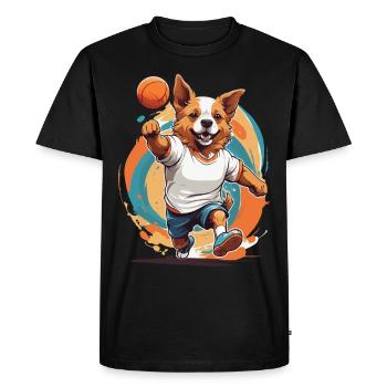 Chien mignon joueur de handball streetwear - T-shirt Premium bio Homme - noir - Devant - Nico (187cm)