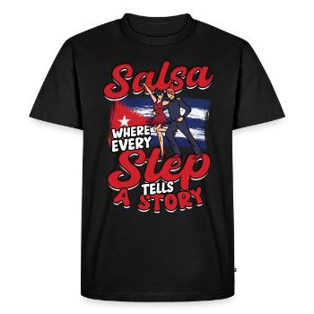 Salsa où chaque pas raconte une histoire - T-shirt Premium bio Homme - noir - Devant - Nico (187cm)