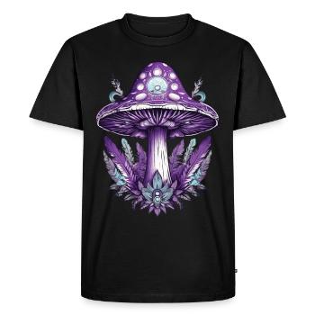Plume Mandala champignons spirituel Dream Catcher - T-shirt Premium bio Homme - noir - Devant - Nico (187cm)