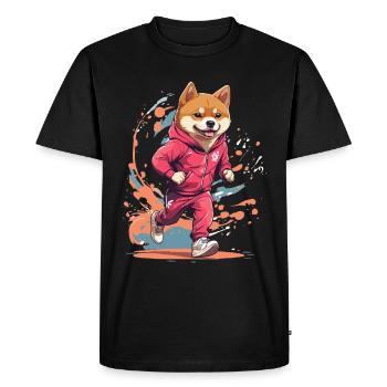 Shiba Dog Streetwear Jogging & Aesthetic Style - Men's Premium Organic T-Shirt - black - Front - Nico (187cm)