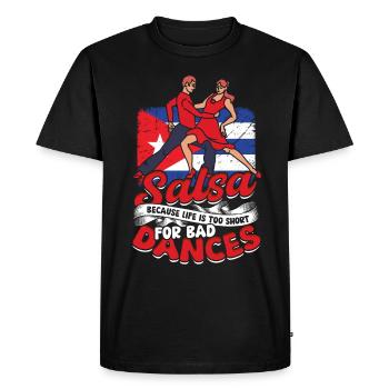 Salsa parce que la vie est trop courte pour les mauvaises danses - T-shirt Premium bio Homme - noir - Devant - Nico (187cm)