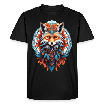 Renard spirituel Mandala Animal Dream Catcher Design - T-shirt Premium bio Homme - noir - Devant - Nico (187cm)