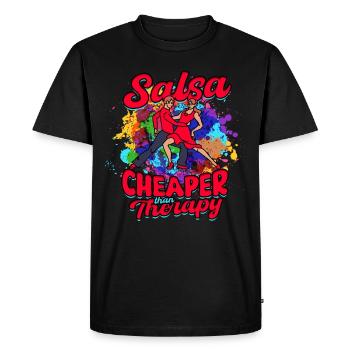 Salsa Moins cher que la thérapie Salsero Salsera - T-shirt Premium bio Homme - noir - Devant - Nico (187cm)
