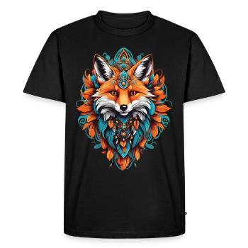 Renard spirituel Mandala Animal Dream Catcher - T-shirt Premium bio Homme - noir - Devant - Nico (187cm)