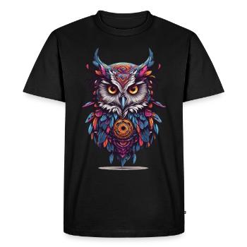 Hibou spirituel Mandala Dream Catcher Design - T-shirt Premium bio Homme - noir - Devant - Nico (187cm)