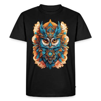 Hibou spirituel Mandala Animal Dream Catcher Design - T-shirt Premium bio Homme - noir - Devant - Nico (187cm)