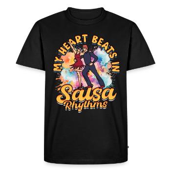 Salsero Salsera Mon Cœur Bat Dans Les Rythmes De La Salsa - T-shirt Premium bio Homme - noir - Devant - Nico (187cm)