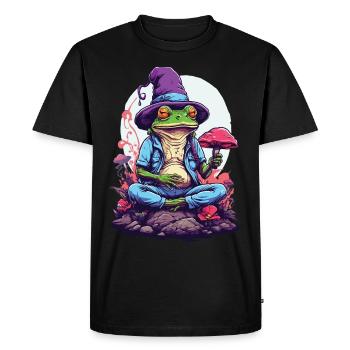 Magic Frog Psychedelic Art Forest Mushrooms - Men's Premium Organic T-Shirt - black - Front - Nico (187cm)