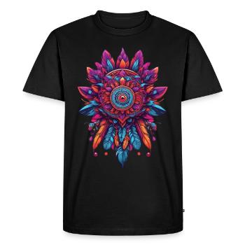 Attrape-rêves de conception spirituelle de mandala de plumes - T-shirt Premium bio Homme - noir - Devant - Nico (187cm)