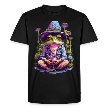 Frog Psychedelic Art Forest Mushrooms Music Festival - Men's Premium Organic T-Shirt - black - Front - Nico (187cm)