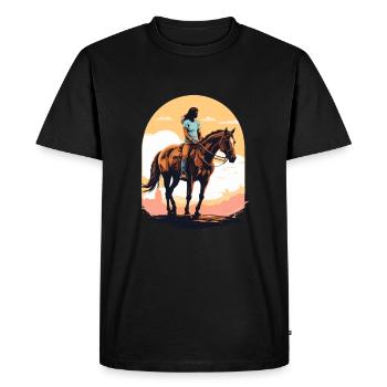 Aesthetic Horse Rider Streetwear Design - Men's Premium Organic T-Shirt - black - Front - Nico (187cm)