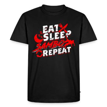 Manger Sommeil Sambo Répéter - T-shirt Premium bio Homme - noir - Devant - Nico (187cm)