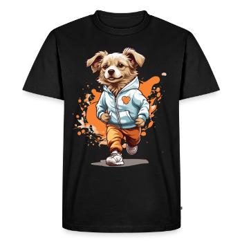 Dog Streetwear Jogging Aesthetic Fitness Style - Men's Premium Organic T-Shirt - black - Front - Nico (187cm)