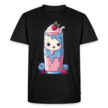 Myrtilles Milkshake Fun Kawaii Anime - T-shirt Premium bio Homme - noir - Devant - Nico (187cm)