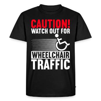 Personnes en fauteuil roulant Fauteuil roulant - T-shirt Premium bio Homme - noir - Devant - Nico (187cm)