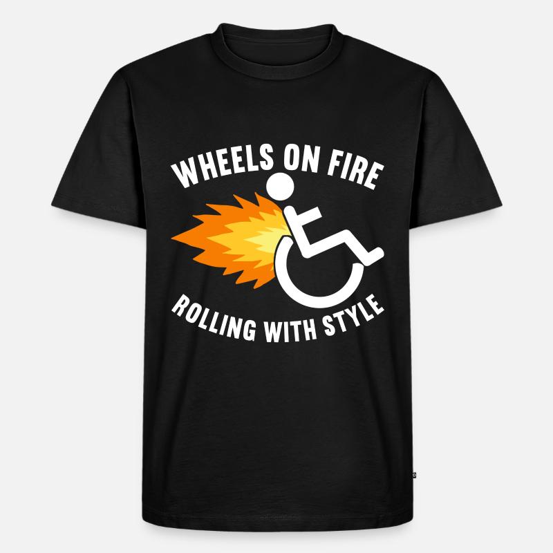 Rollstuhlfahrer Rollstuhl - Männer Premium Bio T-Shirt - Schwarz