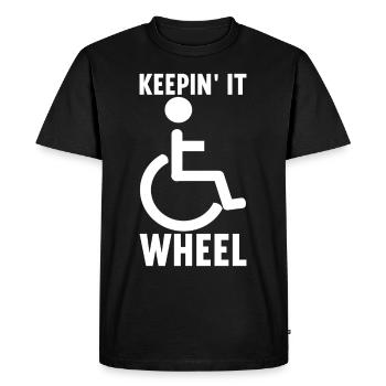 Personnes en fauteuil roulant Fauteuil roulant - T-shirt Premium bio Homme - noir - Devant - Nico (187cm)
