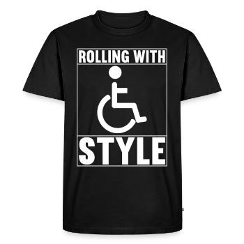 Personnes en fauteuil roulant Fauteuil roulant - T-shirt Premium bio Homme - noir - Devant - Nico (187cm)
