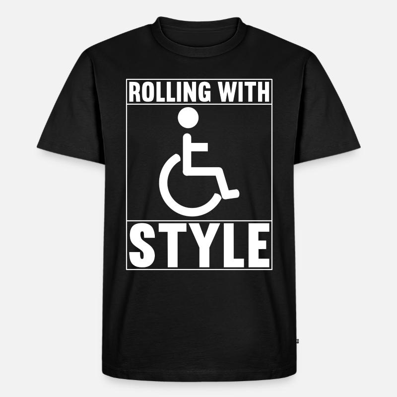 Rollstuhlfahrer Rollstuhl - Männer Premium Bio T-Shirt - Schwarz