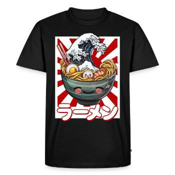 Kanagawa Wave Ramen Bowl Kawaii Japonais - T-shirt Premium bio Homme - noir - Devant - Nico (187cm)