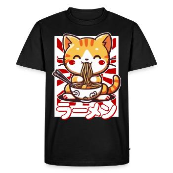 Cat Loves Ramen Bowl Kawaii Anime - T-shirt Premium bio Homme - noir - Devant - Nico (187cm)
