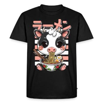 Vache Aime Ramen Bowl Kawaii Anime - T-shirt Premium bio Homme - noir - Devant - Nico (187cm)