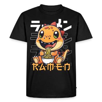 Dinosaure Aime Ramen Bowl Kawaii Anime - T-shirt Premium bio Homme - noir - Devant - Nico (187cm)