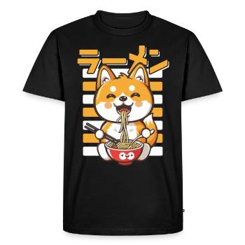 Chien Aime Ramen Bol Kawaii Anime - T-shirt Premium bio Homme - noir - Devant - Nico (187cm)