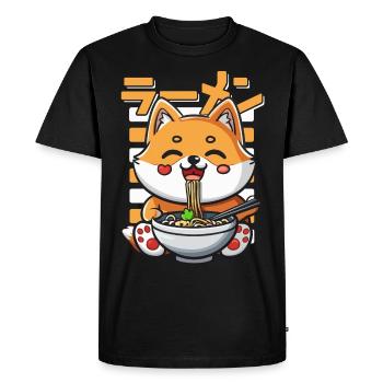 Chien Aime Ramen Bol Kawaii Anime - T-shirt Premium bio Homme - noir - Devant - Nico (187cm)