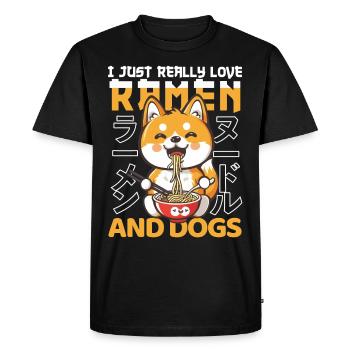 Chien Aime Ramen Bol Kawaii Anime - T-shirt Premium bio Homme - noir - Devant - Nico (187cm)