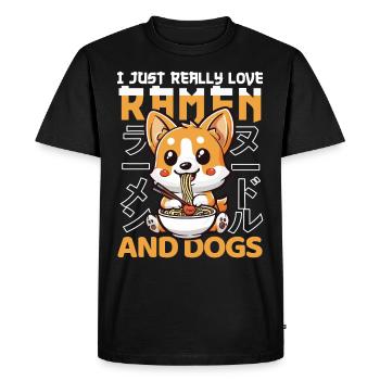 Chien Aime Ramen Bol Kawaii Anime - T-shirt Premium bio Homme - noir - Devant - Nico (187cm)