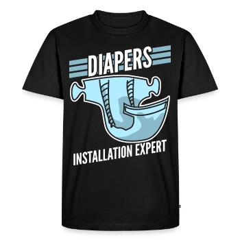 Couches Bébé Bébés Parents - T-shirt Premium bio Homme - noir - Devant - Nico (187cm)