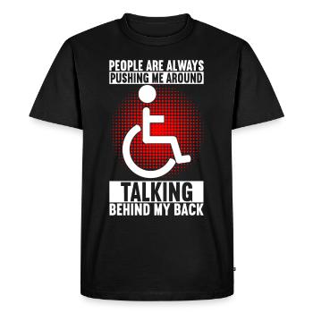 Personnes en fauteuil roulant Fauteuil roulant - T-shirt Premium bio Homme - noir - Devant - Nico (187cm)