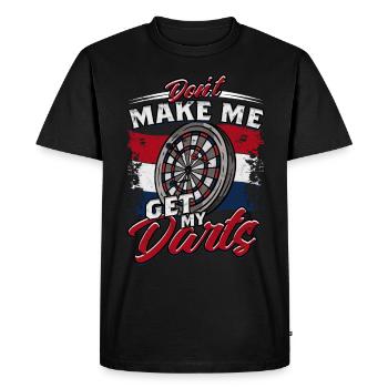 Dard joueur de fléchettes - T-shirt Premium bio Homme - noir - Devant - Nico (187cm)
