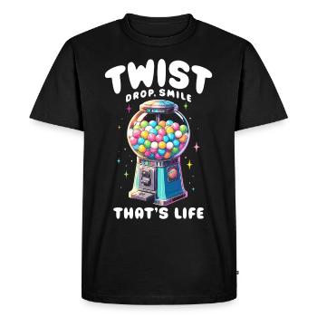 Chewing Gum Machine Twist Drop Smile That's Life - Men's Premium Organic T-Shirt - black - Front - Nico (187cm)