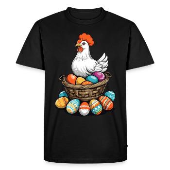 Easter Chicken Colorful Cute Funny Easter Eggs Nest - Men's Premium Organic T-Shirt - black - Front - Nico (187cm)