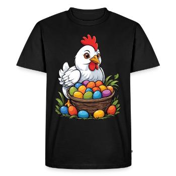 Easter Chicken Colorful Cute Funny Easter Eggs Nest - Men's Premium Organic T-Shirt - black - Front - Nico (187cm)
