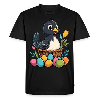 Easter Chicken Colorful Cute Funny Easter Eggs Nest - Men's Premium Organic T-Shirt - black - Front - Nico (187cm)
