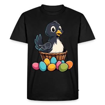 Easter Chicken Colorful Cute Funny Easter Eggs Nest - Men's Premium Organic T-Shirt - black - Front - Nico (187cm)