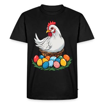 Easter Chicken Cute Funny Colorful Easter Eggs Nest - Men's Premium Organic T-Shirt - black - Front - Nico (187cm)