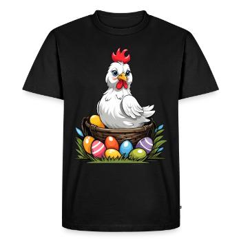 Colorful Chicken Cute Funny Easter Eggs Nest - Men's Premium Organic T-Shirt - black - Front - Nico (187cm)