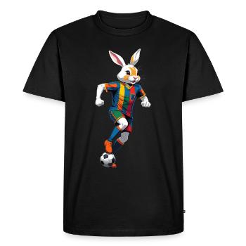 Joueur de football lapin de Pâques et conception de football de Pâques - T-shirt Premium bio Homme - noir - Devant - Nico (187cm)