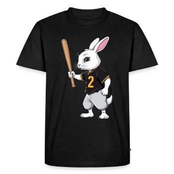 Joueur de baseball lapin de Pâques Streetwear Style - T-shirt Premium bio Homme - noir - Devant - Nico (187cm)
