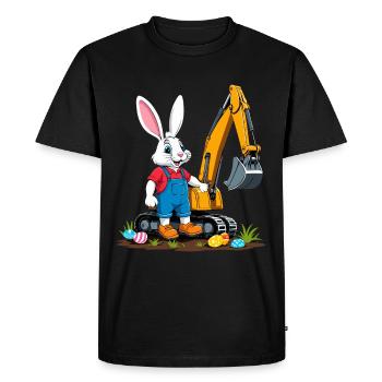 Easter Bunny Excavator Driver Easter Eggs Digging Funny - Men's Premium Organic T-Shirt - black - Front - Nico (187cm)
