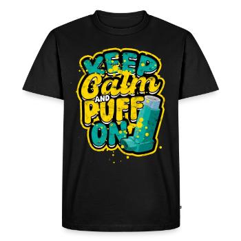 Asthma Asthmatics Keep Calm And Puff On - Men's Premium Organic T-Shirt - black - Front - Nico (187cm)